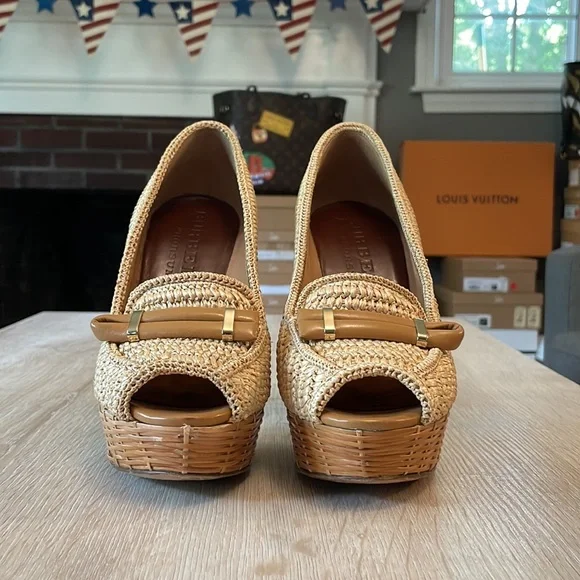 ☀️LAST CHANCE☀️Burberry Porsum Woven Raffia Heels - 38 - Picture 3 of 11